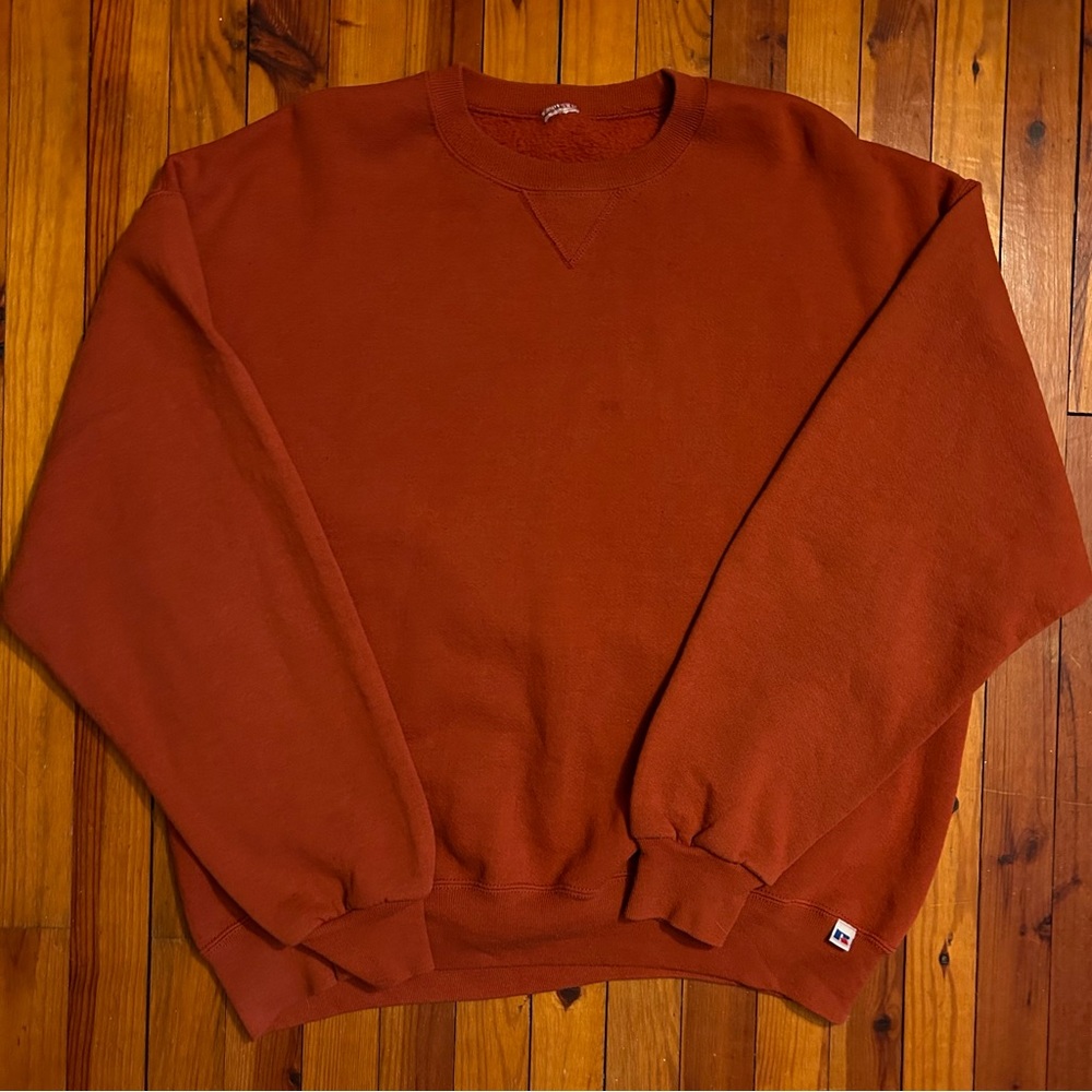 Vintage Russell Athletic Crewneck Sweatshirt Made in USA Burnt Orange Blank